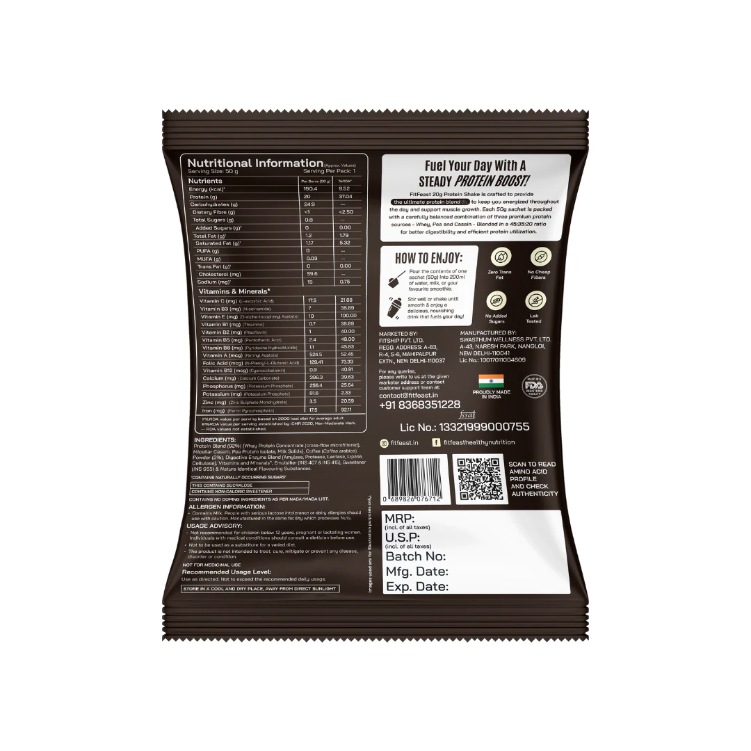 Assorted Protein Sachet Pack – Malai Kulfi,Chocolate,Banana & Coffee Flavour | As Seen on Shark Tank - Image 3