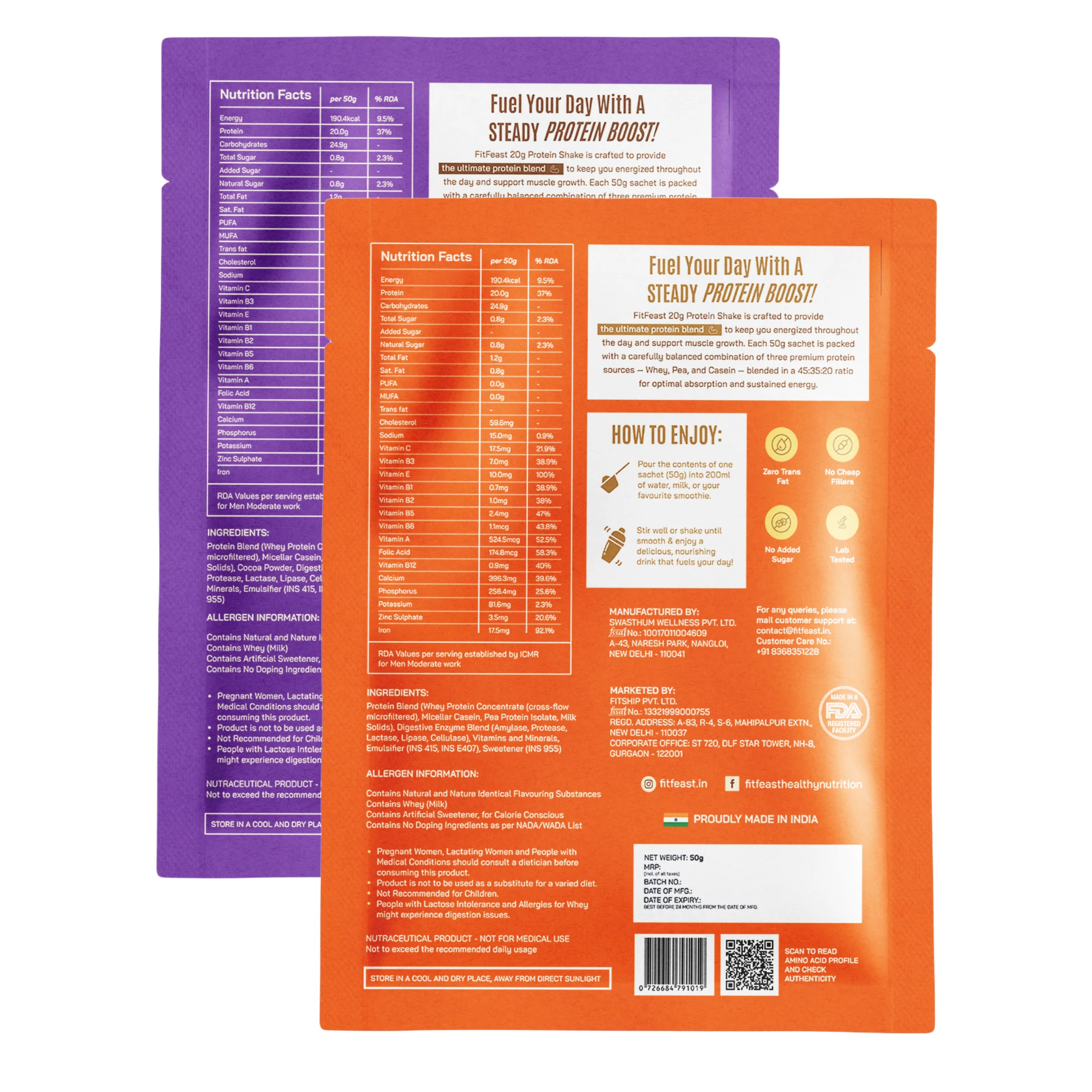 Protein Sachet : 2 x Chocolate, 1 x Malai Kulfi - Image 3